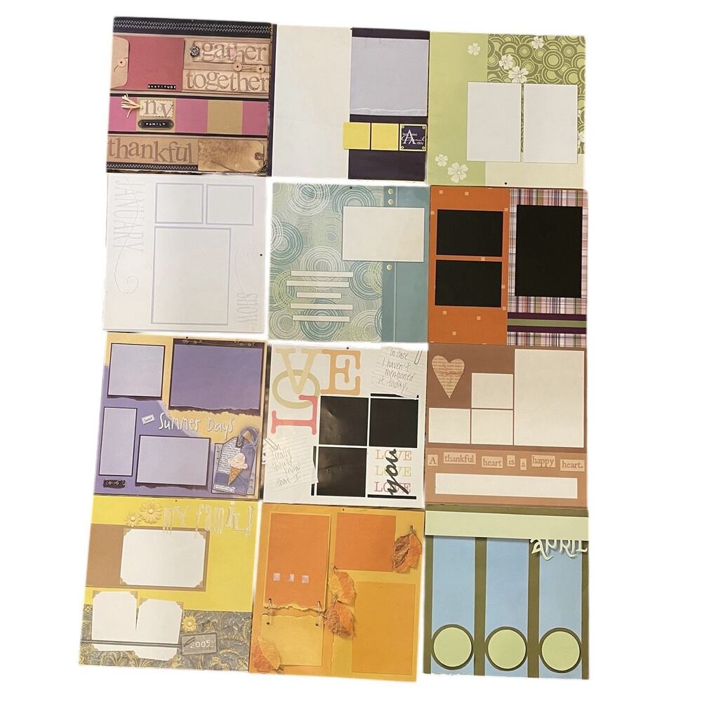 Lot Of 12 Scrapbook‎ Layout Pages 12”X12” Premade Calendar Holidays All Ocassion